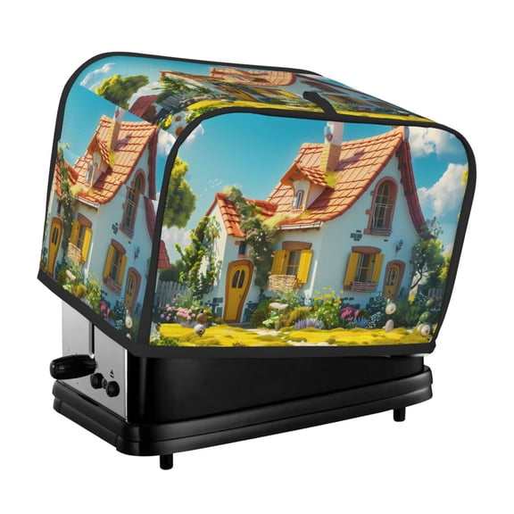Vsdgher Cozy Cartoon Backyard 2 Slice Toaster Cover, Appliance Covers Toaster Cover Fits for Most Standard 2 slice Toasters