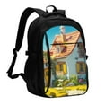 thumbnail image 1 of Vsdgher Cozy Cartoon Backyard Print Travel Laptop Backpack, Laptops Backpack with USB Charging Port, Water Resistant Computer Bag Gift for Men & Women, 1 of 7