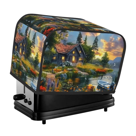 Vsdgher Cozy Cottage Lakeside Sunset 2 Slice Toaster Cover, Appliance Covers Toaster Cover Fits for Most Standard 2 slice Toasters