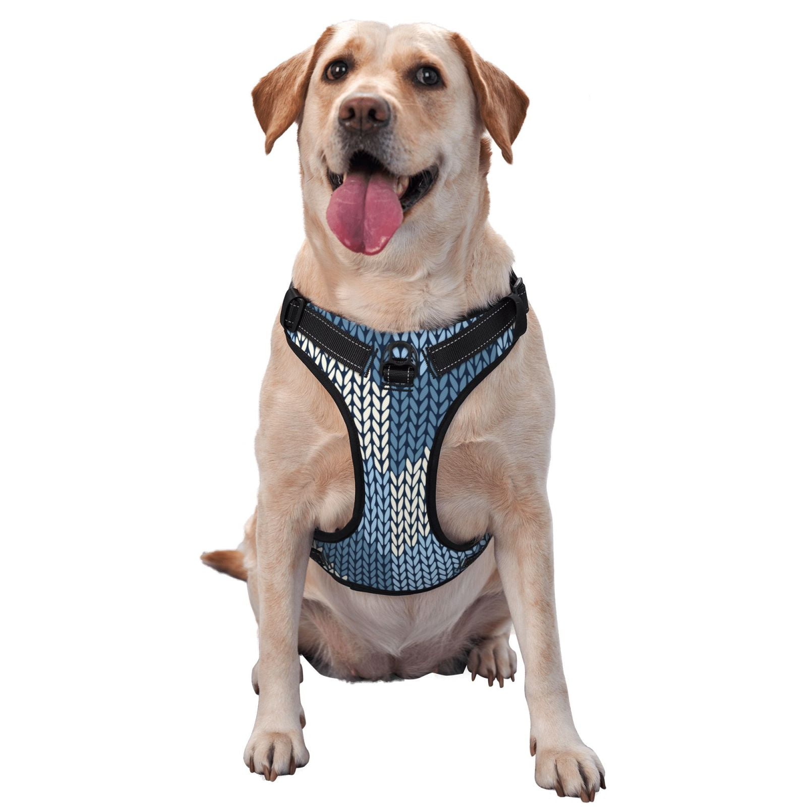 Vsdgher Cozy Knitted Blue Chevron Dog Harness, No-Pull Pet Harness, Dog Vest, Pet Vest for Small to Large Dogs-Small