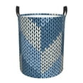 thumbnail image 1 of Vsdgher Cozy Knitted Blue Chevron Waterproof Round Large Laundry Basket -Toy Storage Basket, Perfect as Hamper, Kids Room Storage, and Toy Containment-, 1 of 6