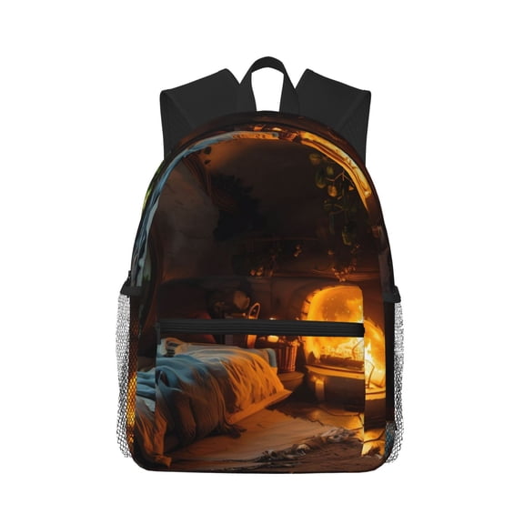 Vsdgher Cozy Tree Hole Cabin Unisex Large Capacity Bookbag, Schoolbag, Casual Daypack for High School, College, Teens, Travel, Work