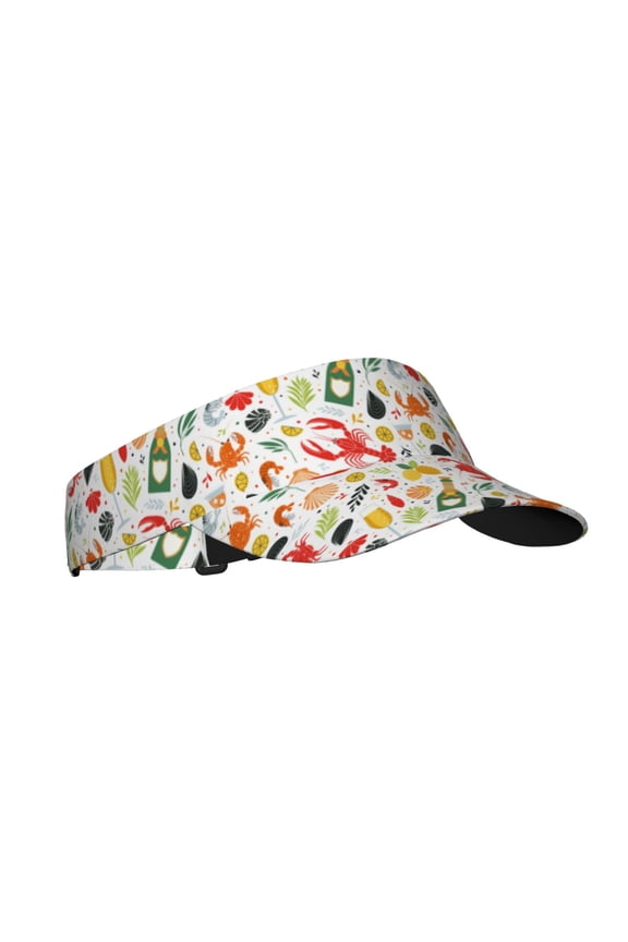 Crabs Shrimps Print Adult Sunscreen Visor Cap,1 Piece of Sport Sun Visor Hats Adjustable Sun Hat for Outdoor Activities Fits for Women and Men (One Size)