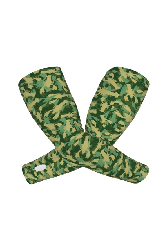 Crayfish Army Pattern Cooling Arm Sleeves for Men & Women, Breathable, UV Sun Protection, Sports Arm Sleeves for Women, Men & Youth