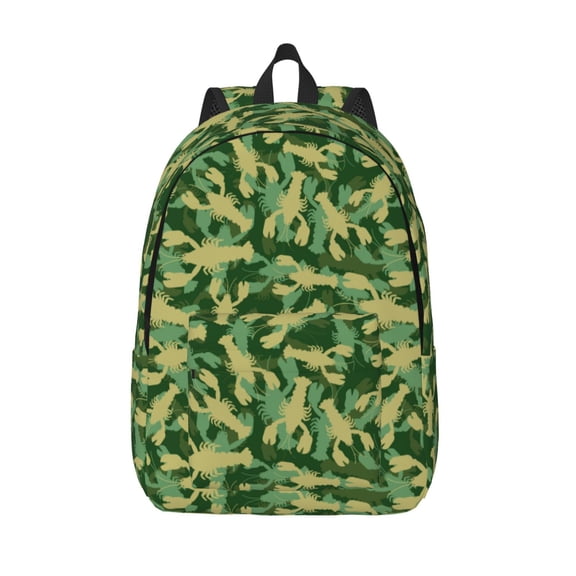 Vsdgher Crayfish Army Print Canvas Backpack Travel Rucksack Unisex Knapsack 15.7/17.7Inch Laptop Backpack for Work,College -Medium