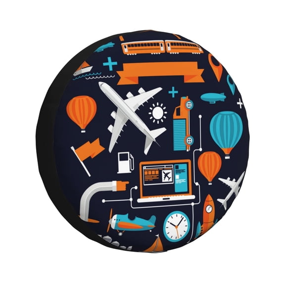 Vsdgher Creative Transport for Spare Tire Cover, Tire Wheel Protector Wheel Cover Fit for Truck,Trailer,RV,SUV,Camper and Most Vehicle-14 inch