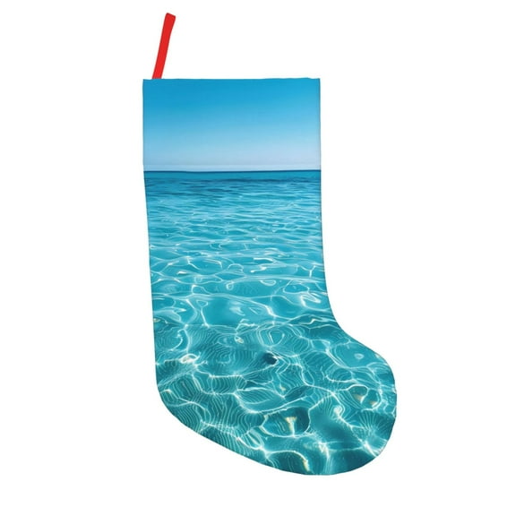 Vsdgher Crystal Clear Ocean Waves Christmas Stockings 18 inch Large Kids Stocking Bags Hanging Socks for Christmas Decor Decorations