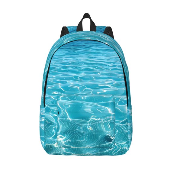 Vsdgher Crystal Clear Ocean Waves Print Canvas Backpack Travel Rucksack Unisex Knapsack 15.7/17.7Inch Laptop Backpack for Work,College -Medium