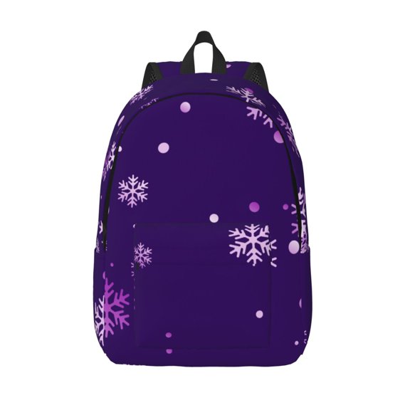 Vsdgher Crystal Purple Snowflake Print Canvas Backpack Travel Rucksack Unisex Knapsack 15.7/17.7Inch Laptop Backpack for Work,College -Medium