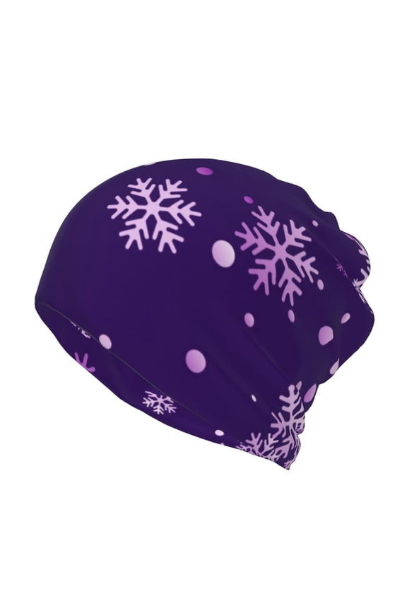 Crystal Purple Snowflake Slouchy Beanie Hat for Men/Women, Skull Cap Chemo Cap Night Sleeping Cap