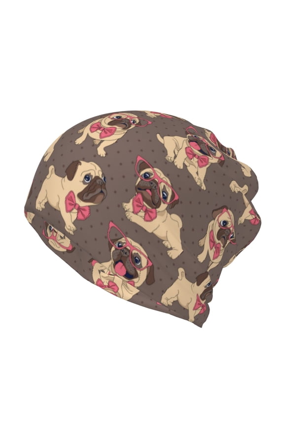 Cut Pug Slouchy Beanie Hat for Men/Women, Skull Cap Chemo Cap Night Sleeping Cap
