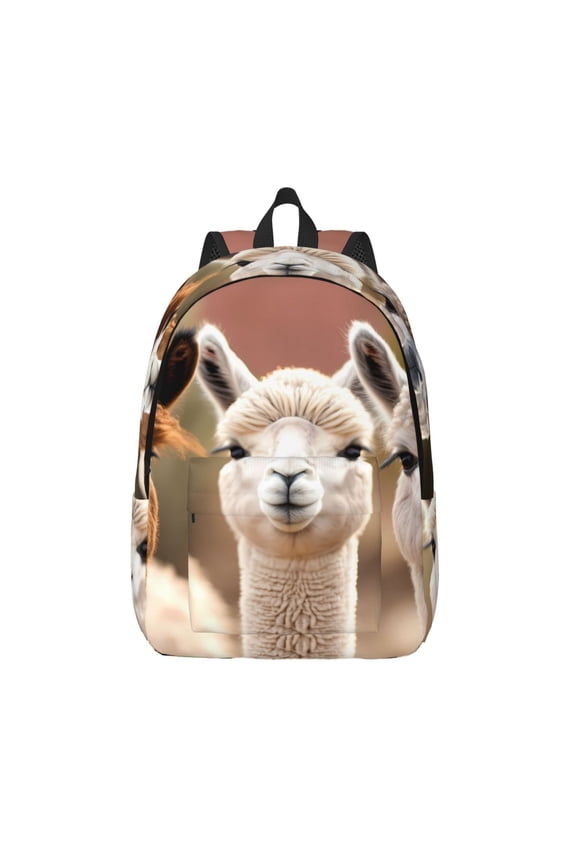 Cute Alpaca in Daze Print Canvas Backpack Travel Rucksack Unisex Knapsack 15.7/17.7Inch Laptop Backpack for Work,College -Small