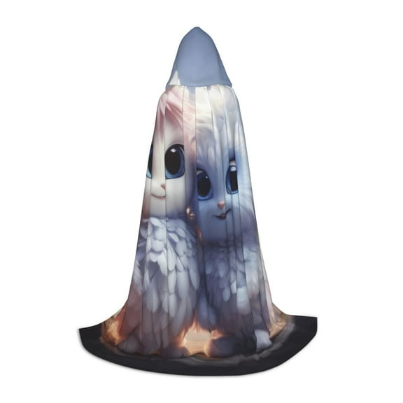 Vsdgher Cute Animal Couple Hooded Cloak, Teenagers Halloween Hoodies Robe Cosplay Capes, Halloween Hooded Cape Cosplay Costume-Medium