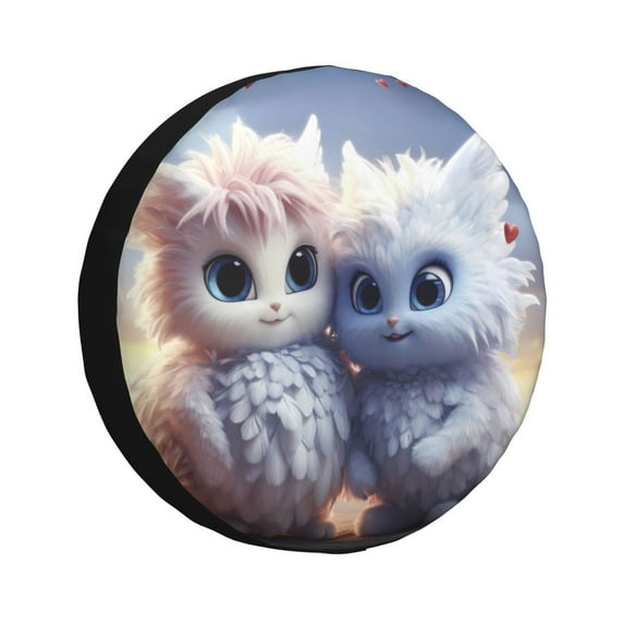 Vsdgher Cute Animal Couple for Spare Tire Cover, Tire Wheel Protector Wheel Cover Fit for Truck,Trailer,RV,SUV,Camper and Most Vehicle-15 inch