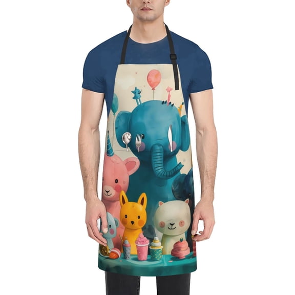 Vsdgher Cute Animal Party Waterproof Apron with 2 Pockets Kitchen Chef Aprons Bibs for Grooming Cooking Baking Painting Gardening