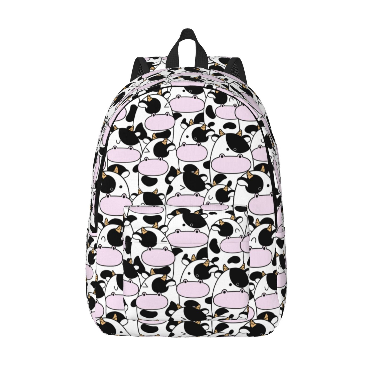 Vsdgher Cute Animal with Cow Print Canvas Backpack Travel Rucksack Unisex Knapsack 15.7/17.7Inch Laptop Backpack for Work,College -Small