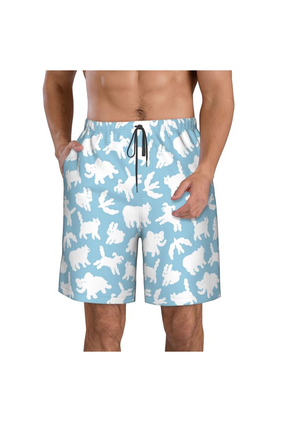 Cute Animals Men's Beach Shorts, Surfing shorts, Swim trunks, Quick Dry Swim Trunks for Surfing Beach Fun -X-Large