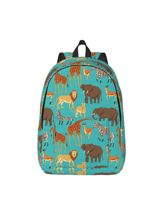 Cute Animals Print Canvas Backpack Travel Rucksack Unisex Knapsack 15.7/17.7Inch Laptop Backpack for Work,College -Small