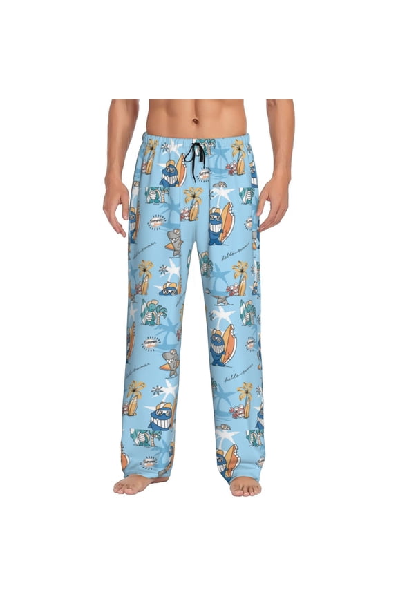 Cute Animals Surfers Mens Pajama Pants Sleep & Lounge Pants, PJ Pants-Large