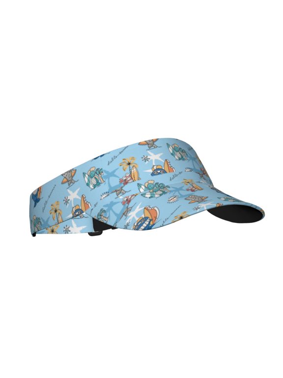 Cute Animals Surfers Print Adult Sunscreen Visor Cap,1 Piece of Sport Sun Visor Hats Adjustable Sun Hat for Outdoor Activities Fits for Women and Men (One Size)