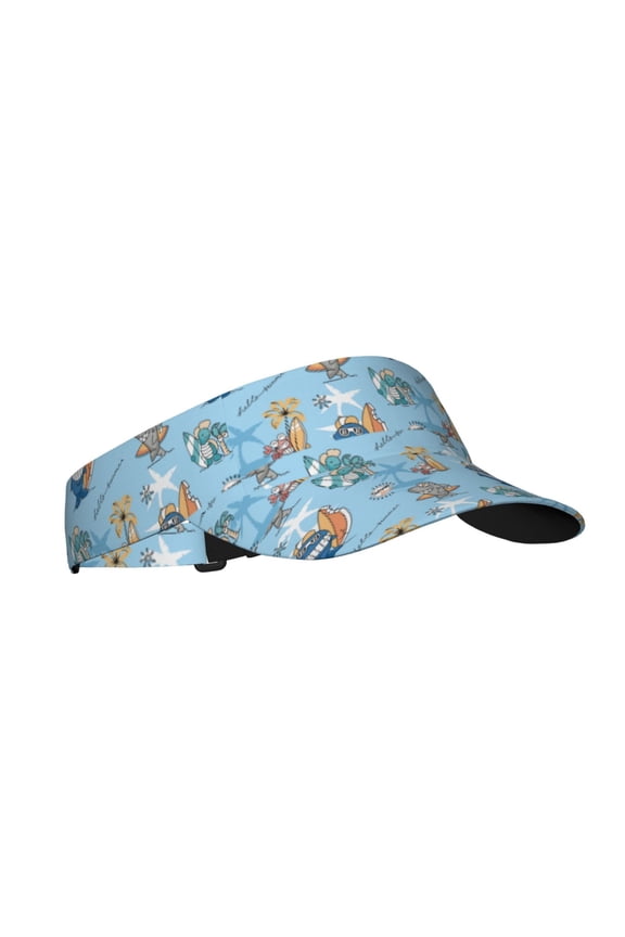 Cute Animals Surfers Print Adult Sunscreen Visor Cap,1 Piece of Sport Sun Visor Hats Adjustable Sun Hat for Outdoor Activities Fits for Women and Men (One Size)