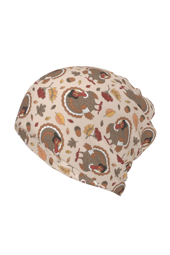 Cute Autumn Turkey Slouchy Beanie Hat for Men/Women, Skull Cap Chemo Cap Night Sleeping Cap