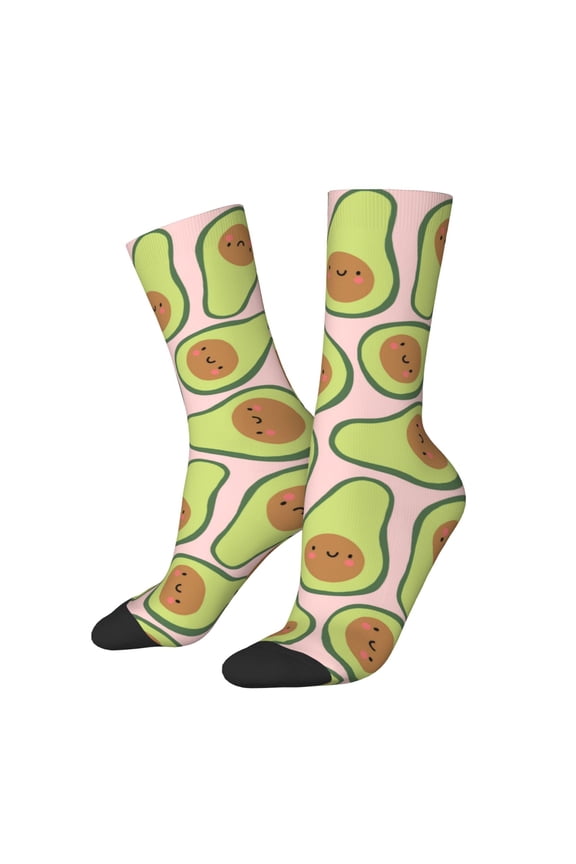 Cute Avocado Crew Socks for Men & Women, Breathable Casual Athletic Ankle Socks