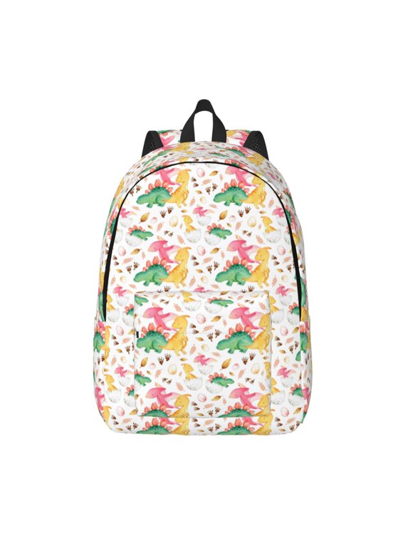 Cute Baby Dinosaurs Print Canvas Backpack Travel Rucksack Unisex Knapsack 15.7/17.7Inch Laptop Backpack for Work,College -Small