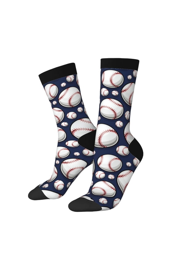 Cute Basebal Crew Socks for Men & Women, Breathable Casual Athletic Ankle Socks