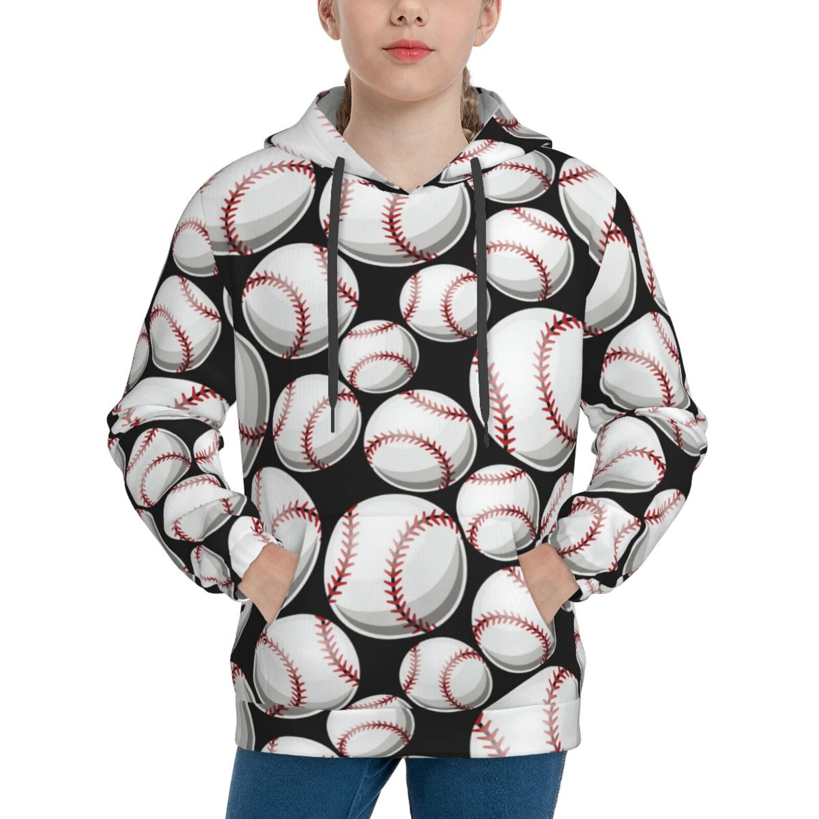 Vsdgher Cute Baseball Hoodie Youth Classic Hooded Pullover Sweatshirts Essentials Hoodie for Children s xl Walmart