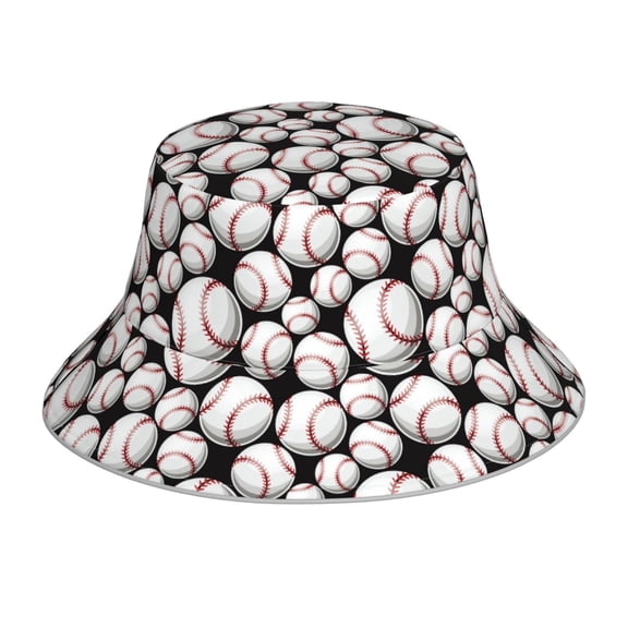 Vsdgher Cute Baseball Print Bucket Hat for Men&Women Bucket Hat Reversible Summer Double-Side-Wear Travel Gardening, Beach, Camping, Hiking, Fishing Cap