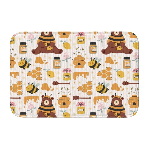 Vsdgher Cute Bee Honey Jar Hive Bear Hem Mat 40x60 - Multipurpose Doormat for Indoor & Outdoor Use - Welcome Your Guests with our Entrance Mat