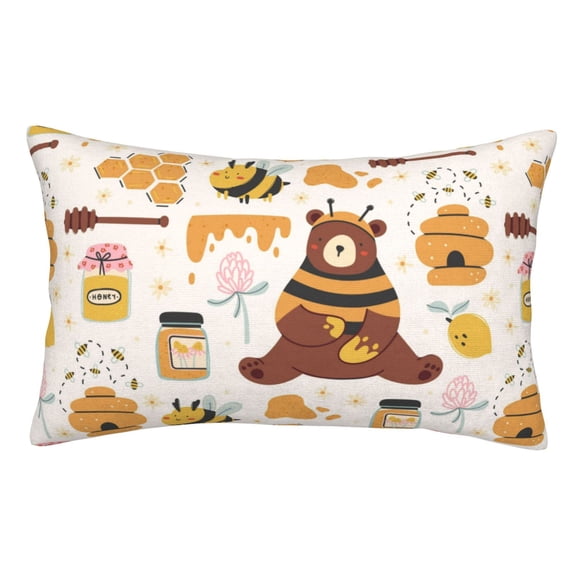Vsdgher Cute Bee Honey Jar Hive Bear Print Pillow Cases -Iconic Collection Pillowcases -Extra Soft, Not easy to deform,not pilling Export quality