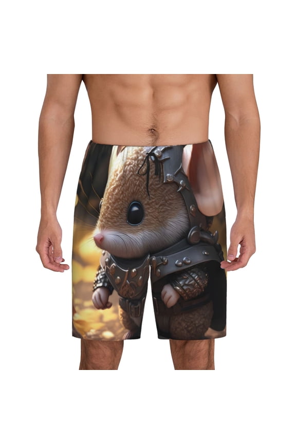 Cute Big-Eared Mouse Print Men's Pajama Shorts Lounge Bottoms Sleep Shorts Elastic Waist Lightweight PJ Shorts with Pockets-4X-Large