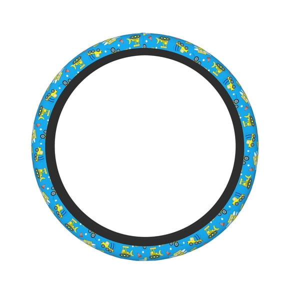 Vsdgher Cute Car Cartoon Pattern Elastic Car Steering Wheel Cover,Car Wheel Cover Protector Car Accessory for Steering Wheel with a Diameter of 14.5"-15"