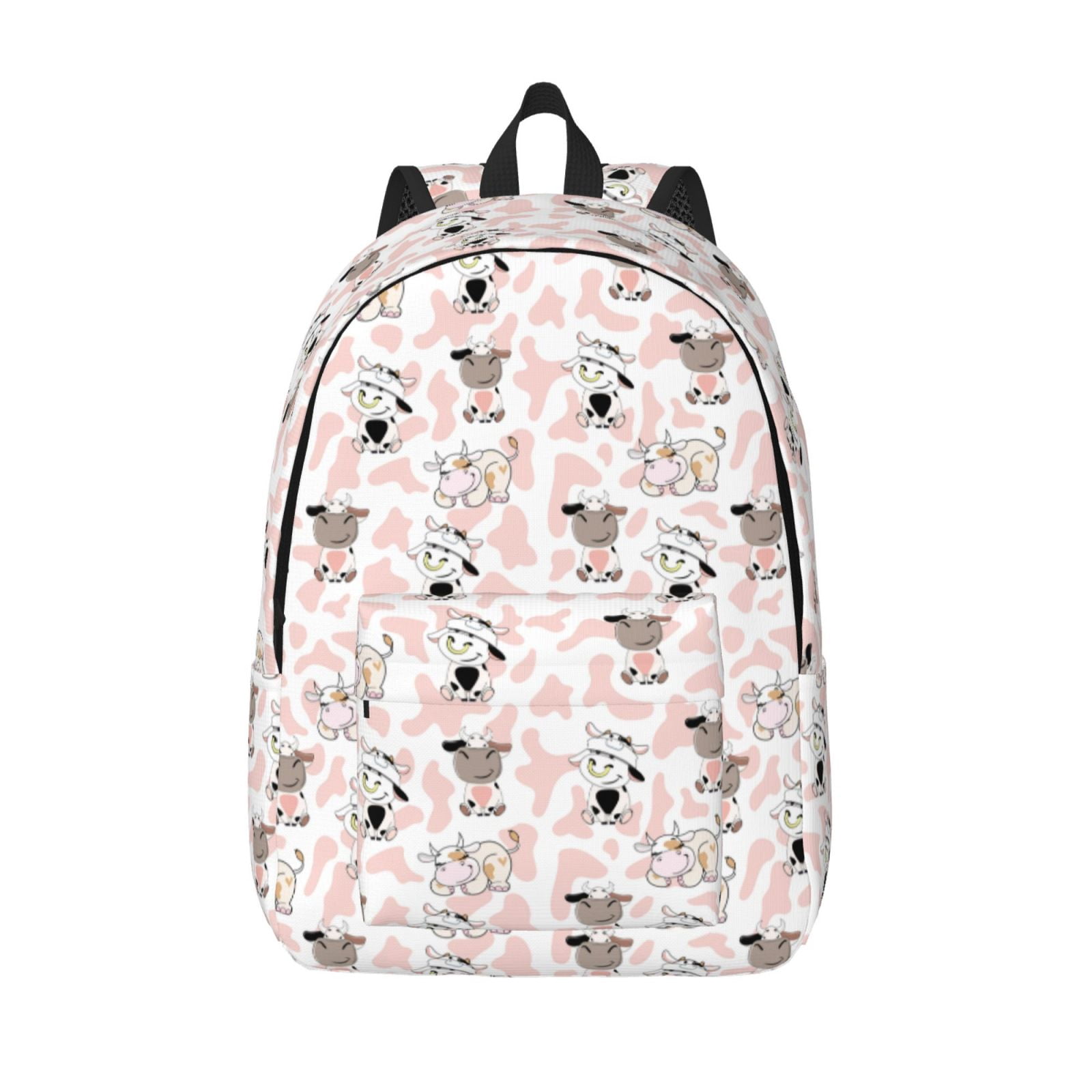 Vsdgher Cute Cartoon Cows Print Canvas Backpack Travel Rucksack Unisex Knapsack 15.7/17.7Inch Laptop Backpack for Work,College -Small
