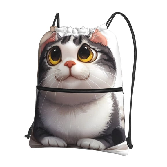 Vsdgher Cute Cartoon Kitten Drawstring Backpack Water Resistant String Bag Sports Sackpack Gym Sack for Men Women