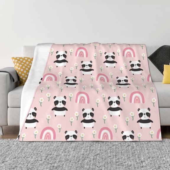 Vsdgher Cute Cartoon Panda Pattern Fleece Throw Blanket, Horizontal Fleece Bedding Home Decor for Couch & Bed All Season Use -40"x30"