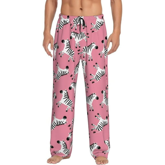 Vsdgher Cute Cartoon Zebra Print Mens Pajama Pants Sleep & Lounge Pants, PJ Bottoms With elastic waistb and Pockets