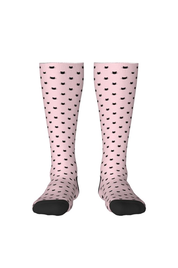 Cute Cat Print Thigh High Socks Extra Long Stretchy Sock Women Over Knee High Opaque Stocking Daily Wear