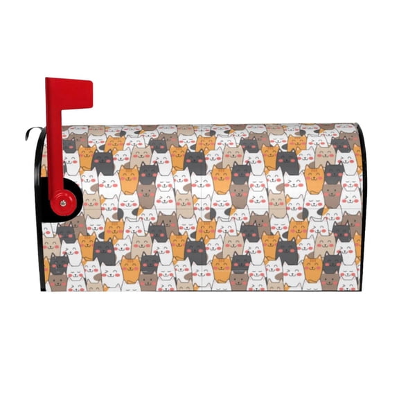 Vsdgher Cute Cats Mailbox Cover Magnetic Mailbox Wraps Post Letter Box Cover for Garden Yard Home Decor 2 Sizes-21x18 in