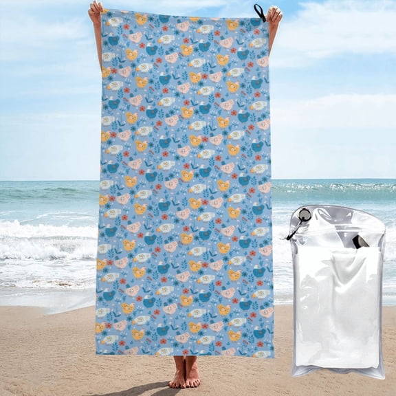 Vsdgher Cute Chickens and Flowers Microfiber Ultra Soft Highly Absorbent Bath Towel, Quick Drying Towels for Body, Sport, Yoga, SPA, Fitness-27.5"x55"