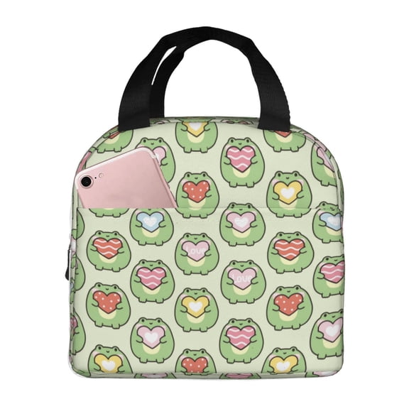Vsdgher Cute Chubby Frog Lunch Bag, Lunch Box for Women Adult Men, Lunch Tote Insulated Cooler Lunch Container for Work/Office/Picnic/Travel