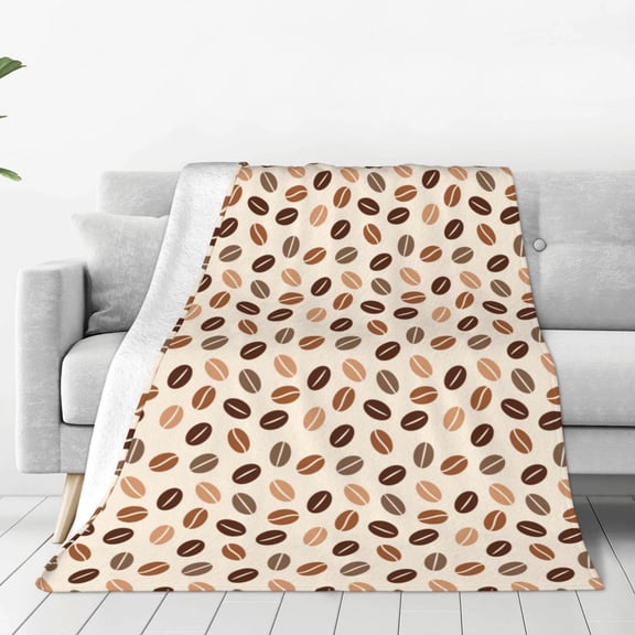 Vsdgher Cute Coffee Bean Print Ultra-Soft Micro flannel Blanket Throw Blankets for Couch Sofa, Bed (4 sizes)-40"x30"
