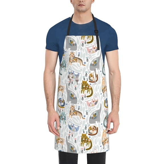 Vsdgher Cute Colorful Animal Waterproof Apron with 2 Pockets Kitchen Chef Aprons Bibs for Grooming Cooking Baking Painting Gardening