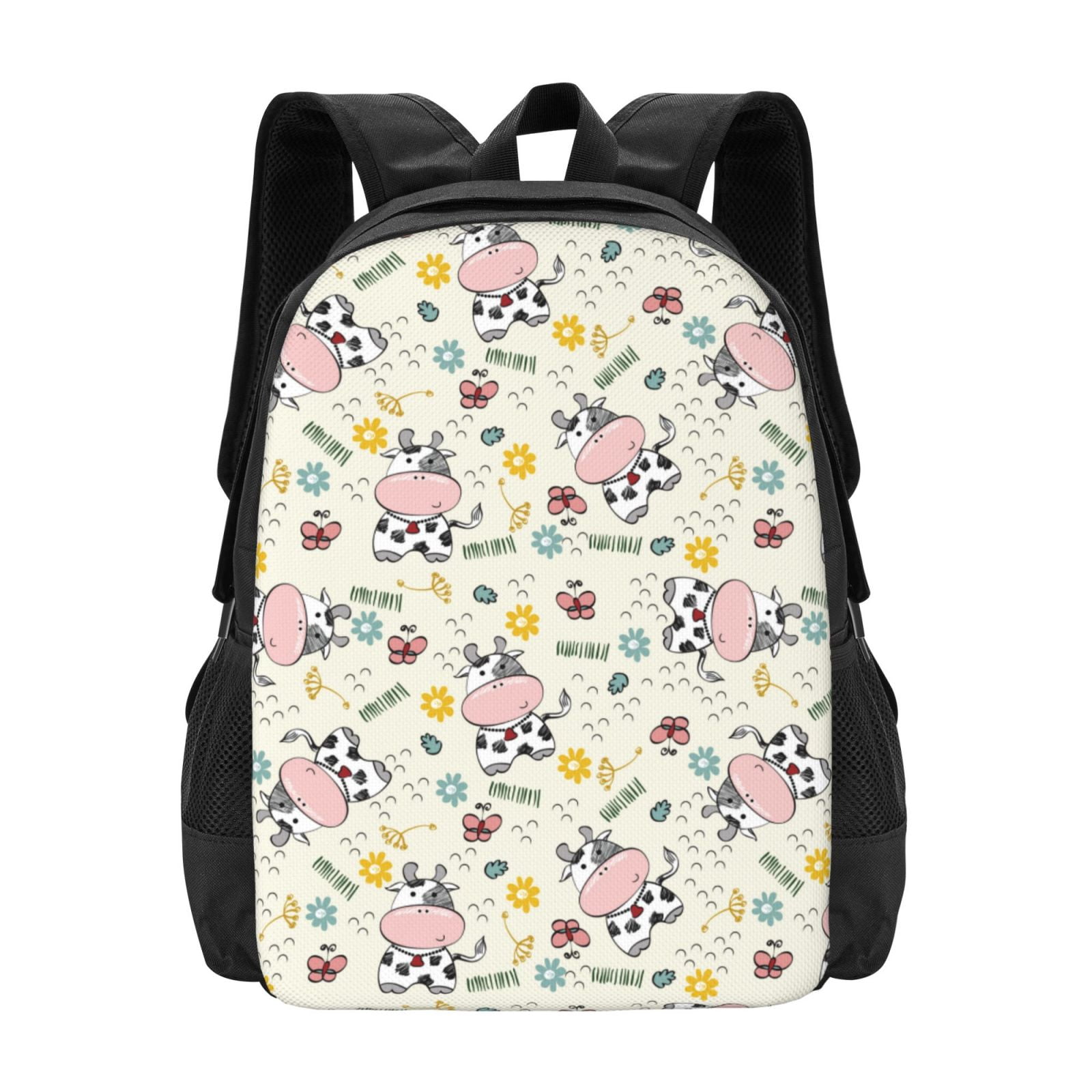 Vsdgher Cute Cow Print Backpack for Women Men School Bookbag with Laptop Compartment for College Work Travel, Simple Fashion Casual Daypack, Fit 15" Laptop