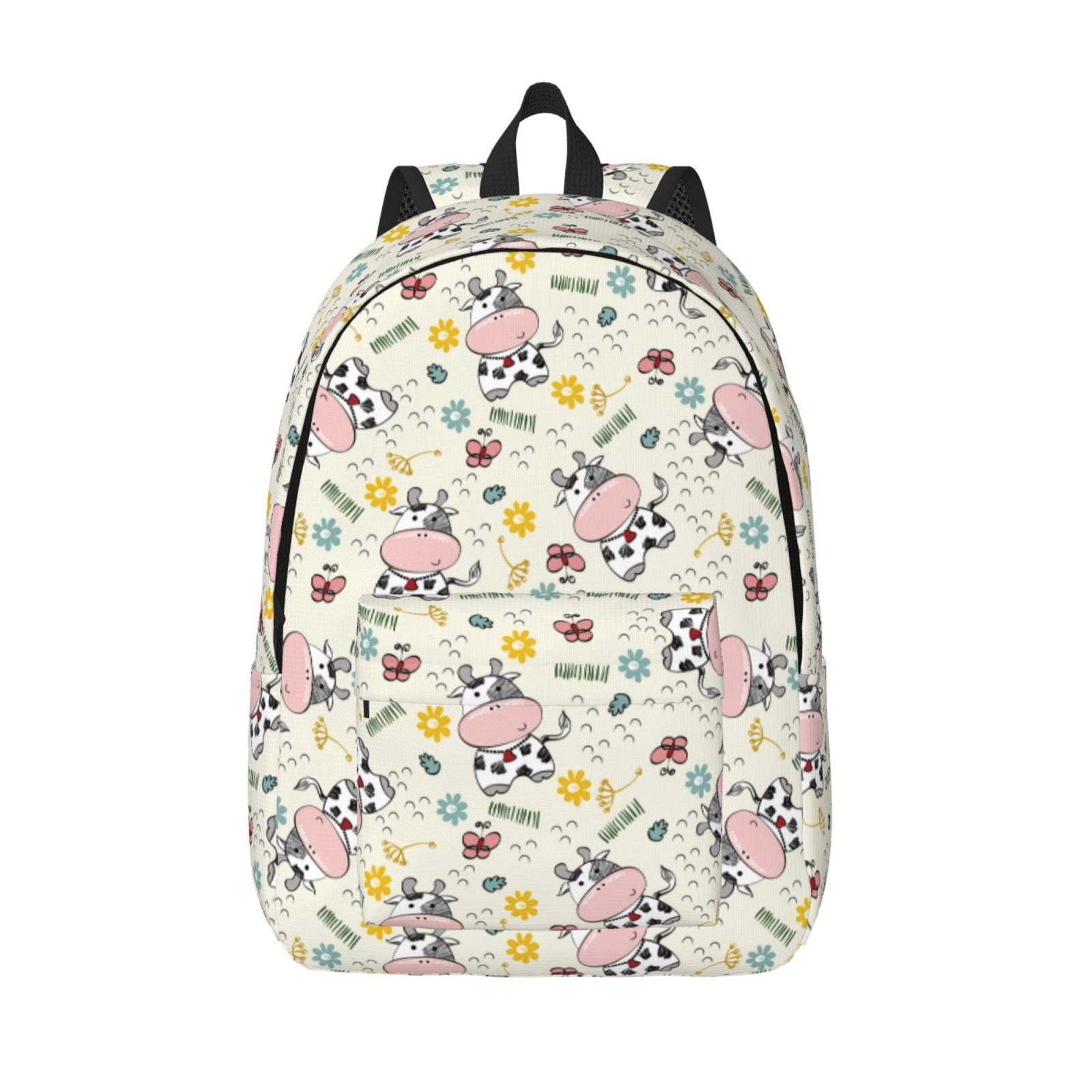 Vsdgher Cute Cow Print Canvas Backpack Travel Rucksack Unisex Knapsack 15.7/17.7Inch Laptop Backpack for Work,College -Small