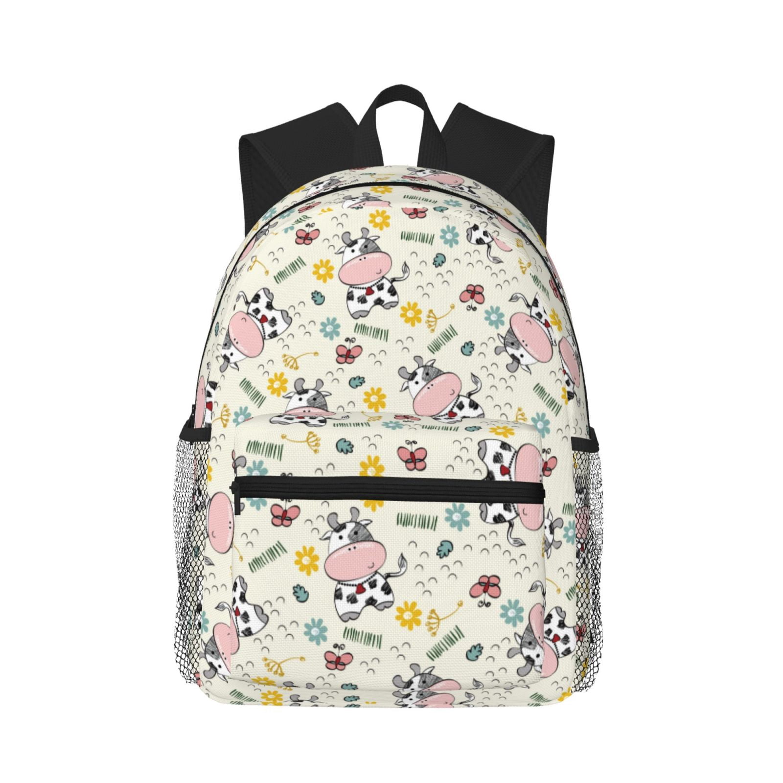 Vsdgher Cute Cow Print Unisex Large Capacity Bookbag Schoolbag Casual Daypack for High School/College/Teens/Travel/Work