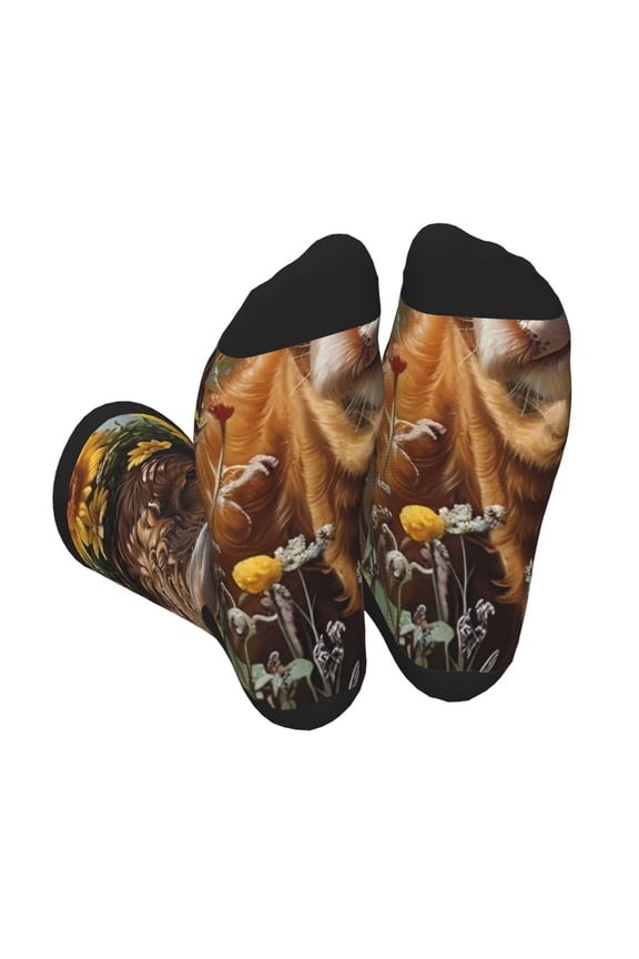 Cute Cow Sunflower Crown A Unisex Crew Socks Lightweight Breathable Ventilation Ankle Socks, Mid-calf socks for Daily