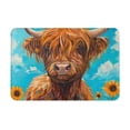 thumbnail image 1 of Vsdgher Cute Cow Sunflowers Art Flannel Anti-Slip Floor Mat Comfort Mat Outdoor Rug, Indoor Outdoor Rugs for Home, Office, Laundry 16''x24''in, 1 of 7